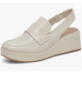 YDN Beige Slingback Pumps Platform Slip On Loafers Wedge High Heels Shoes